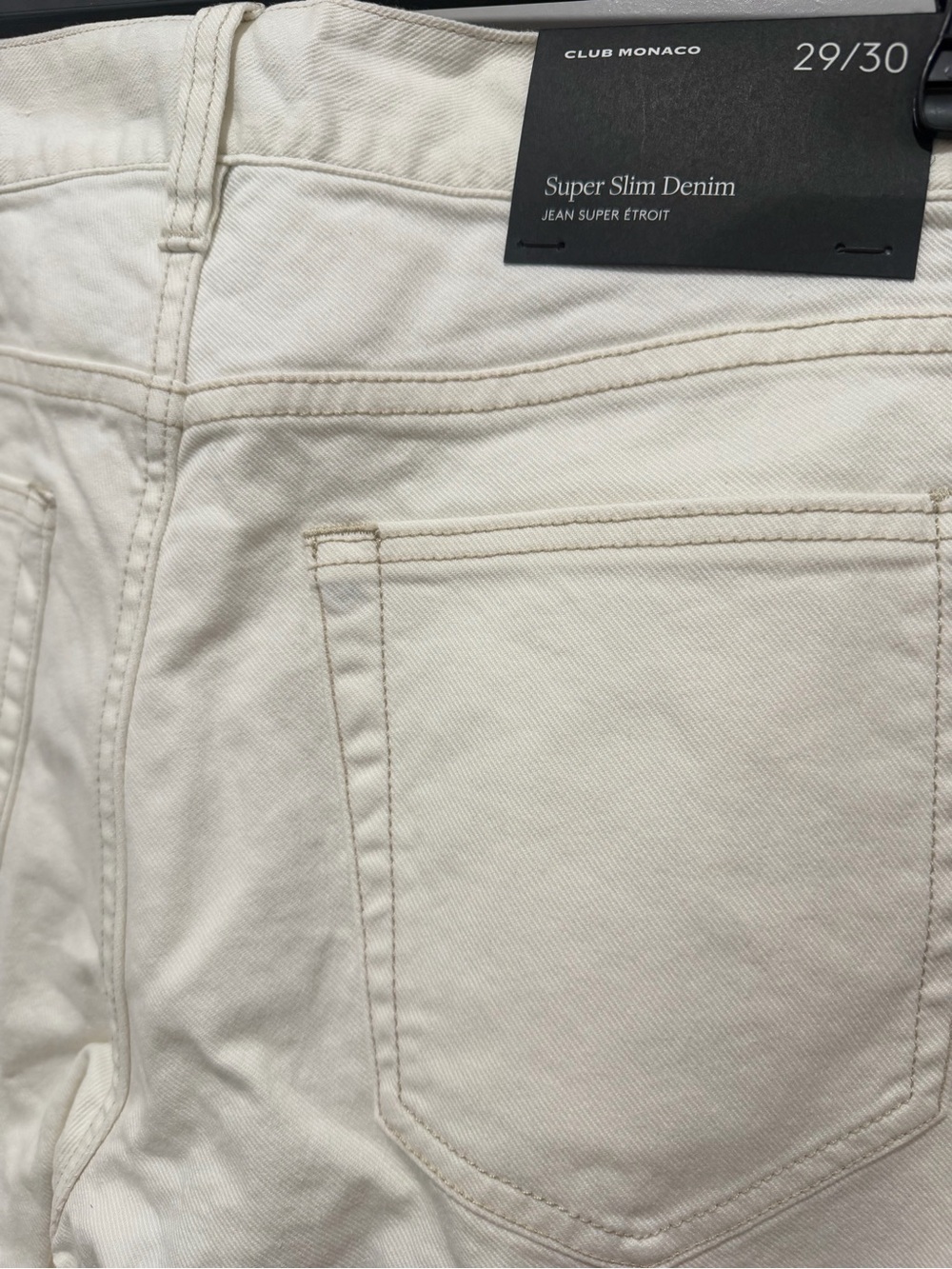 Club Monaco $129 Super Slim Denim Jeans 29x30 - Cream NWT - Picture 5 of 5